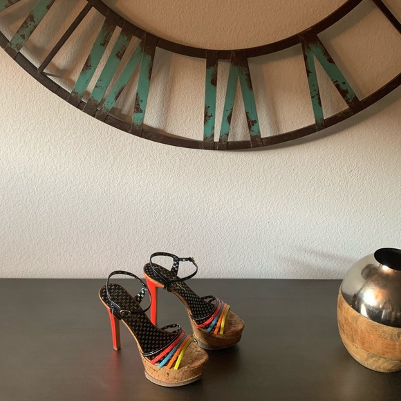 Multi-colored Neon High Heel Sandals - Picture 2 of 6